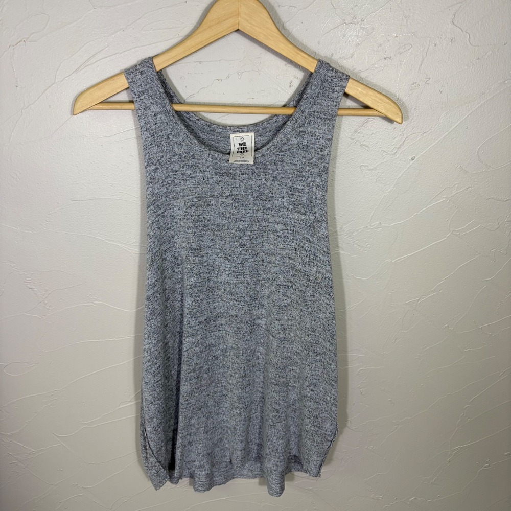 We The Free Free People Sweater Tank Top Medium Gray Heathered Knit Soft Boho